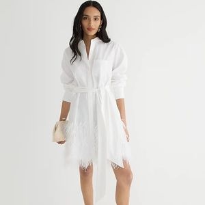 J. Crew White Feather-Trim Dress